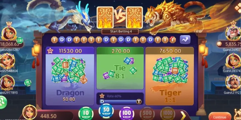 Danh sách các loại cược phổ biến trong Dragon Tiger