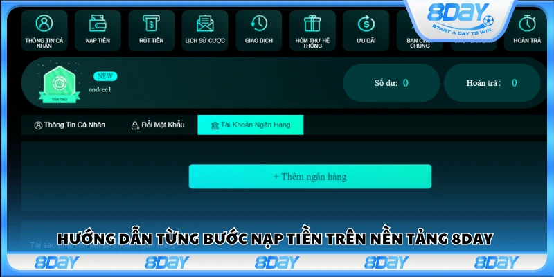 Các bước cách nạp tiền tại 8 Day chi tiết