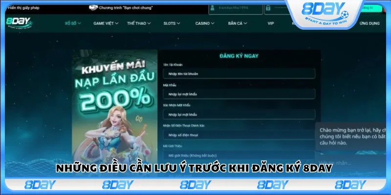Những điều cần lưu ý trước khi đăng ký 8Day