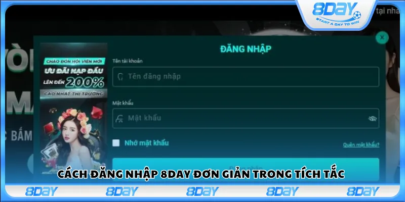 Cách đăng nhập 8Day đơn giản trong tích tắc